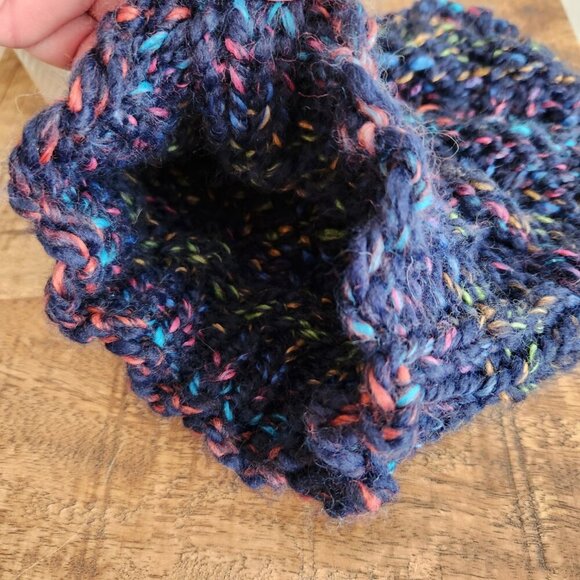 Blue Speckled Hand Knit Winter Hat - Picture 3 of 5